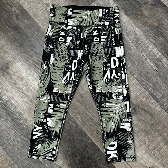 DKNY Sport Troptext Print High-Rise 7/8 Leggings, Med, EUC - Picture 5 of 11
